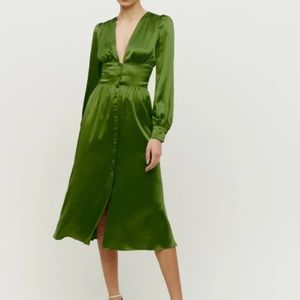 NWT Reformation Nicola Dress in Palm Green Size 2